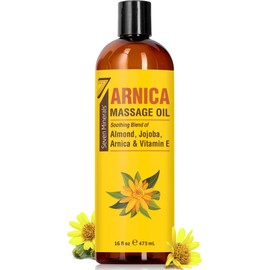 Seven Minerals Arnica Sore Muscle Massage Oil for Massage Therapy - Big 16 oz - Ideal for Professional or at-Home Body Massage. Soothing Natural Blend of Almond, Jojoba & Vitamin E