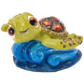 Penn-Plax Squirt Mini Aquarium Ornament for Finding Nemo - Fun Decoration for Your Smaller Tank with This Friendly Turtle Riding a Wave