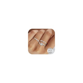 Aidenn 3Pcs Silver Rings for Women Adjustable Stacking Cubic Zirconia 925 Sterling Silver Ring Set Statement Thumb Rings for Women Jewellery Gifts