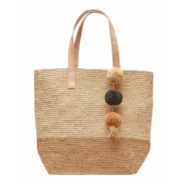 MAR Y SOL Montauk Crocheted Raffia Colorblock Tote Bag (Sand)