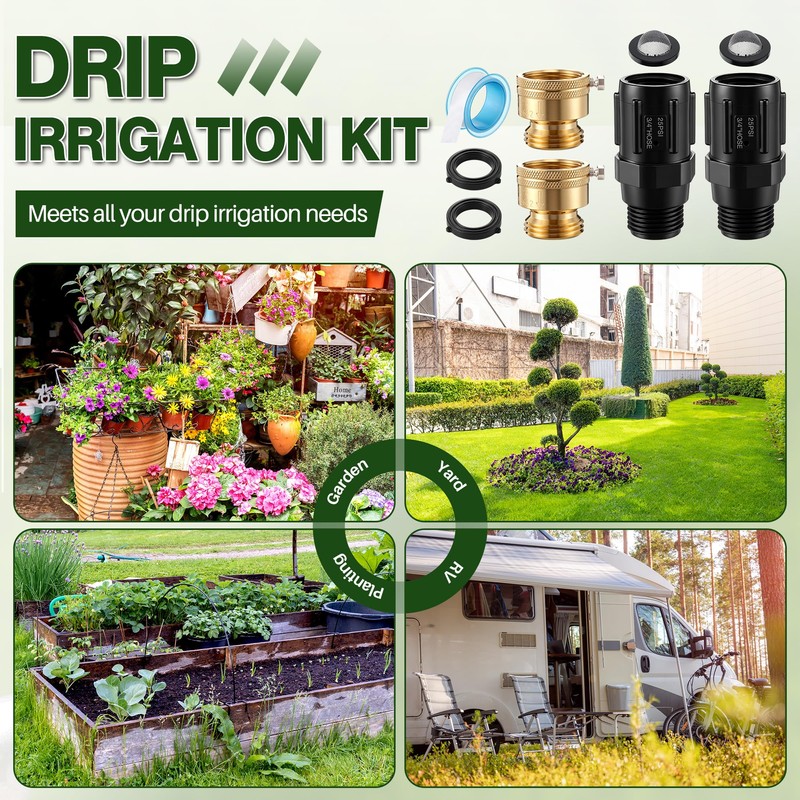 Gulfmew 2 Set 25 PSI Drip Irrigation Faucet Adapter Kit,