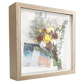 sunmeg 3D Shadow Box 8x8 Picture Frame Wooden Deep Box Square Photo Frames Desktop or Wall Hanging for Medal, Flower & Crafts Display