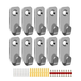ZAAWUUT 10-Pack Heavy Duty Wall Mount Hooks,304 Stainless Steel Mini J Hook,Keyhole Hanger,for Hanging Picture Frames,Mirror,Wire (Silver)