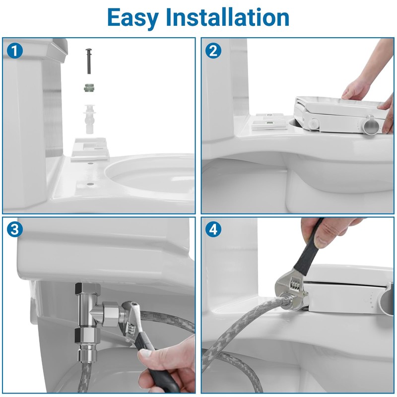 Homfan Non-Electric Round Bidet Toilet Seat with Self-Cleaning Dual Nozzles,