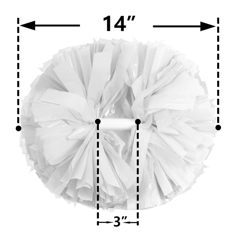Hooshing 2PCS White Cheerleading Pom Poms with Baton Handle Cheer