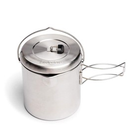 Solo Stove Pot 1800 ml | Incl. Nylon Sack, Lightweight Stainless Steel Backpacking Cookware, Markings for oz and ml, Pour Spout, Lid and Fold-out Handles, 14 x 15,5 cm, Volume: 1,8 L, 354 g