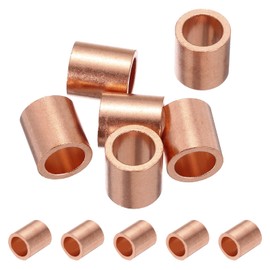 PATIKIL 6pcs 5/16"/6mm Wire Rope Stop Sleeves Copper Crimping Loop Sleeves for End Wire Rope Cable Ferrules Golden Tone