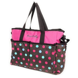 EGFAS All Purpose Organizer Medium Utility Tote Bag with 15 Pockets & Adjustable Shoulder Strap for Teachers Nurses (Pink)