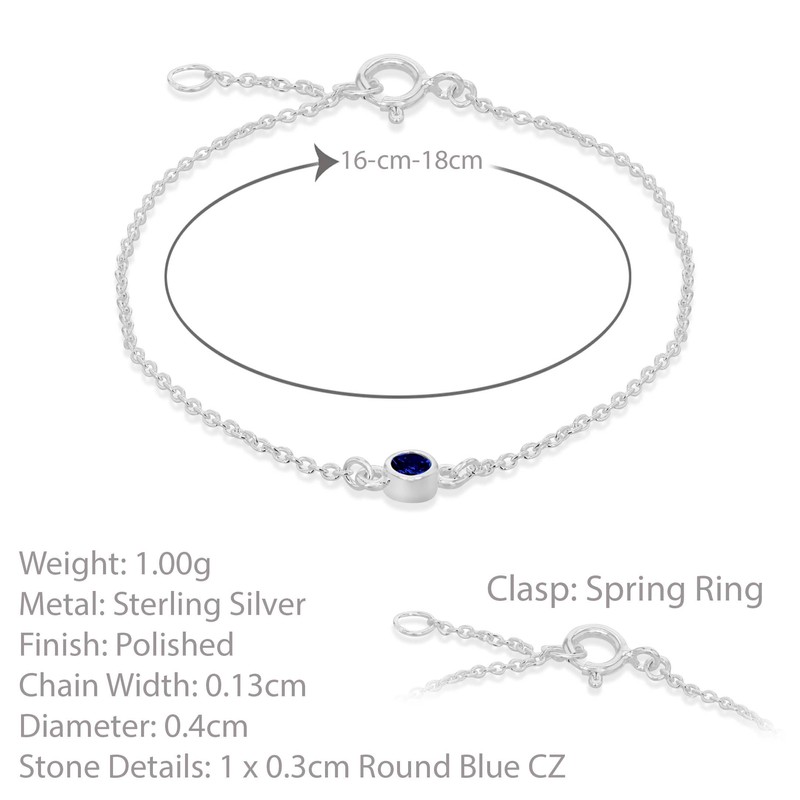 Tuscany Silver Women's Sterling Silver Adjustable Bracelet – Blue CZ