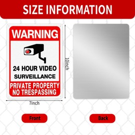 No Trespassing Video Surveillance Signs, Private Property Signs, Warning Sign, 10 x 7 inch 0.5 Reflective Aluminum, UV Resistant, Weather Resistant, Durable Ink, Easy to Install (4PCS, 10 * 7)