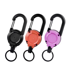 Heavy Duty Retractable Keychain, Retractable Badge Holder Reel, with 23.6'' Steel Cord,Tactical ID Badge Reel, Key Ring Outdoor (3 Color)