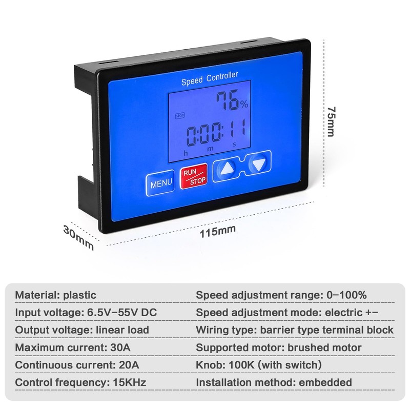 DEWIN DC Motor Speed Controller, 0-100% Adjustable Wireless Remote Control