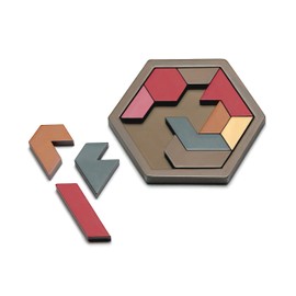 Natureich Rätsel Steckpuzzle mit geometrischen Formen/Motorik Holzbausteine Geometrie Puzzle/Geschicklichkeitsspiel für Kinder ab 4 Jahre aus Holz in braun