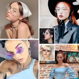 BOJOD Rimless Cute Sunglasses For Women Trendy Vintage Creative 90s Sunglasses Funny Cloud Shaped Disco Glasses, Clear Dragonfly, Small