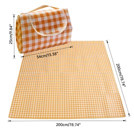 ONEMEAN Picnic Blanket,Yellow Extra Large Picnic Blanket 200x200,Waterproof Sandproof Beach Mat and Camping Carpet for Tent, Outdoor Rug with Waterproof Backing for Outdoor Picnics, Camping, and Beach