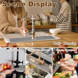 Faucet Mat for Kitchen Sink, Diatomite Super Absorbent Fast Drying Stone Sink Tray for Bathroom Kitchen Sink Splash Guard(Square Grey,23.6x3.9in)