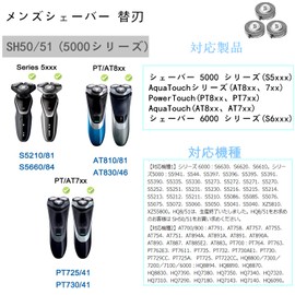 5000 Series SH50/51 Shaver Replacement Blade, MultiPrecision Blades, Ultra Sharp S5000, S6000, AquaTouch, HQ8 Compatible, 2 Year Durability, Non-Genuine Compatible (SH50/51)