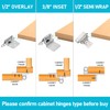 1/2 Overlay Wrap Hinges for Cabinet Doors, 4 Pairs(8PCS) Brushed