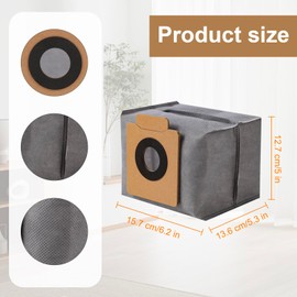 Nuo desire 15 PCS Dust Bags for Eufy Clean X8 Pro / X10 Pro Omni Robot Vacuum Self-Empty Station,Replacement Dust Bag Accessories Part Large Capacity