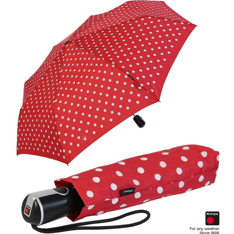 Knirps Regenschirm Taschenschirm Large Duomatic Polka Dots - red-White