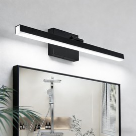 IZORRO Modern Bathroom Vanity Light 24 inch, Rotatable, 16W Dimmable Led Bathroom Light Fixture Over Mirror, Black Vanity Light Bar (Cool White 6000K)