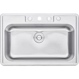 CozyBlock 33" Stainless Steel Drop In/Topmount Single Bowl Kitchen Sink (Sink Only)