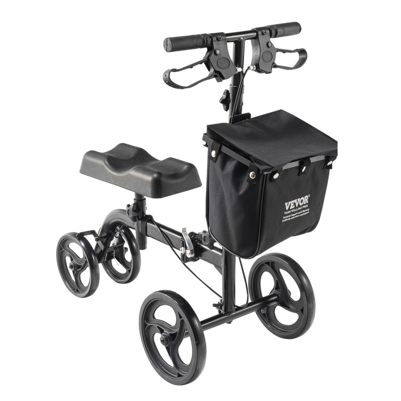 Knee Scooter Carbon Steel Folding Knee Walker Recovery Scooter 300LB