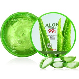 Aloe Vera Gel 99% Pure, 300 ml Aloe Vera Gel Organic for Face, Ideal for Sunburn Repair, Dry Stressed Sensitive Skin - for Face, Hair and Body, After Sun Lotion