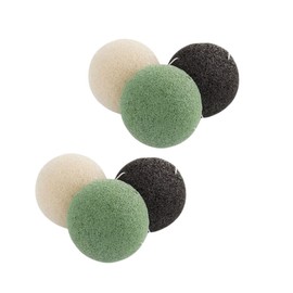 BIUDECO 6Pcs Washing Puff Gentle Face Cleansing Sponges for Sensitive Skin Black Green White Face Scrub