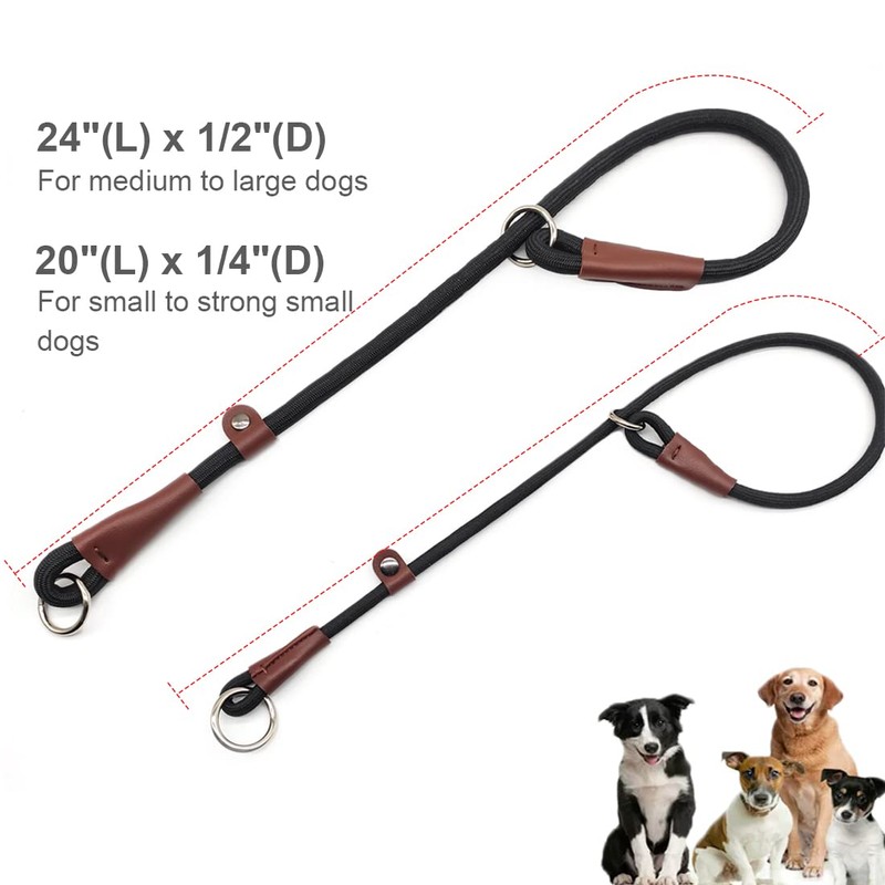 MayPaw Slip Collar Nylon Rope Adjustable Collar for Dog Training-