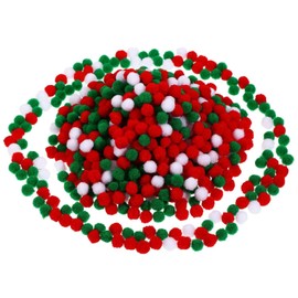 LEZQHB 500 pcs Pom-Poms Ball, 8mm Christmas pom poms Crafts Small Mini Poms for Crafts - White+Red+Green