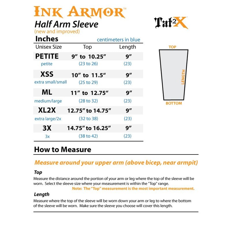 Tat2X Ink Armor Premium Half Arm Tattoo Cover Up Sleeve