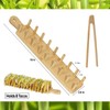 4 Pcs Bamboo Taco Holder with Tong Bamboo Taco Tray