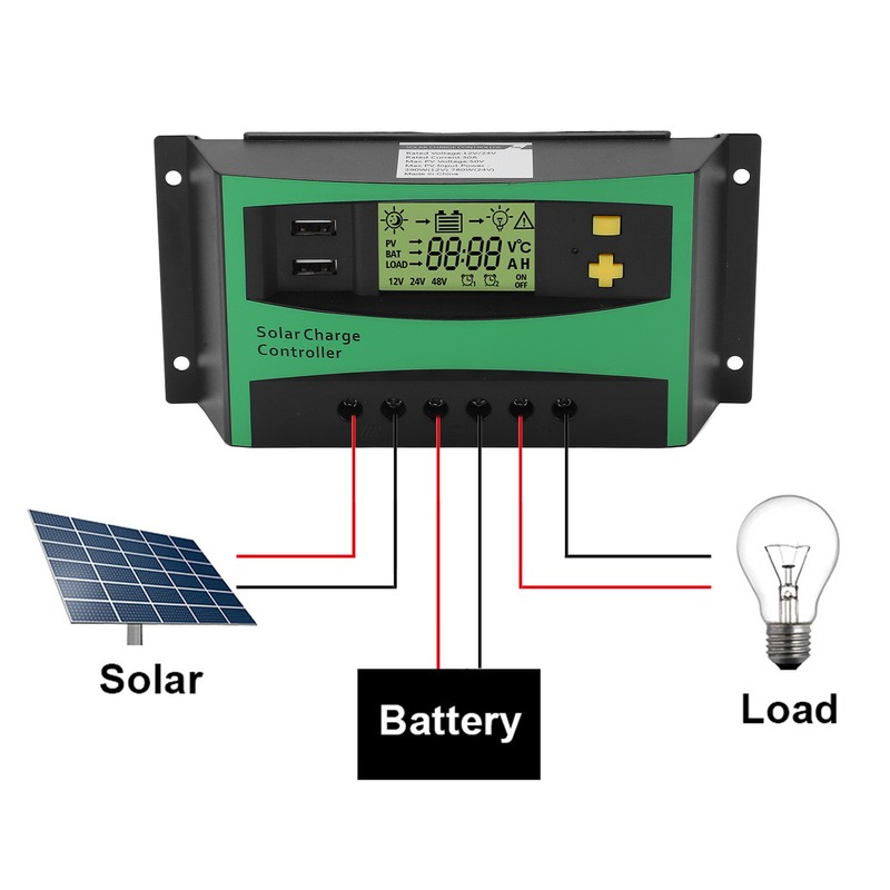Solar Charge Controller PWM Panel Regulator 12V 24V 30A with