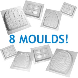 Fairy Door and Window Moulds Set of 8 Concrete or Plaster Molds