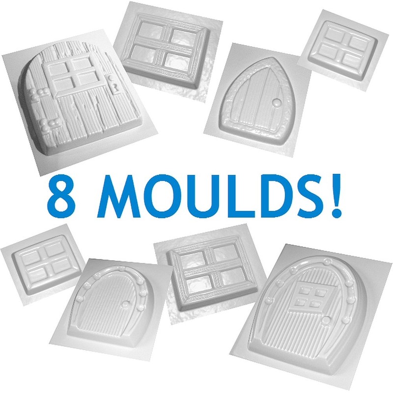 Fairy Door and Window Moulds Set of 8 Concrete or