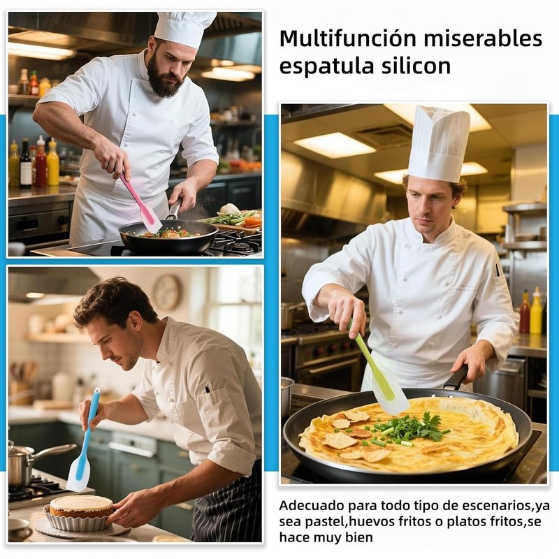 4 Espátulas Miserable Silicon Flexibles - Espatulas Silicona,Sin BPA,Resistente al