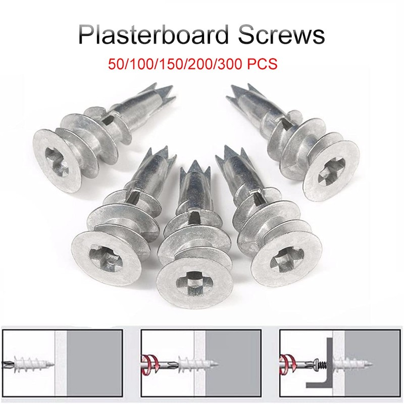 50 Pcs Self-Drill Plasterboard Fixings, 13mm x 42mm Heavy Duty