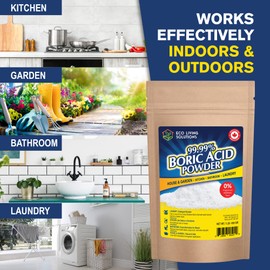 ECO LIVING SOLUTIONS Eco Living Solutions - 99.99% Boric Acid Powder | Horticultural Garden Application | Multipurpose Cleaner | Laundry Additive | Bathroom Cleaner | Commercial Strength | Lab Grade - 12 Oz