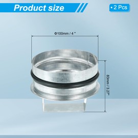 PATIKIL 4 Inch Metal Tee Cap, 2 Pcs Galvanized Steel Duct End Cap Dry Vent Cover Ducting Sealing Tee Plug with Handle and Rubber Gasket for HVAC Systems Indoor and Outdoor Use