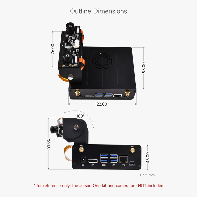 Waveshare Aluminum Alloy Case for Jetson Orin, with Camera Holder,