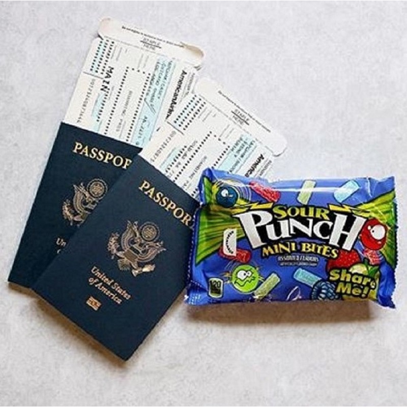 Sour Punch, Bites Strawberry Apple Blue Raspberry Flavors Chewy Candy