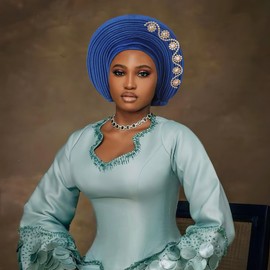 ASO OKE Exquisite African Turbans, Hats, and Nigerian Gele Headties Stylish African Head Wraps and Auto Gele Head Ties (Blue, One size)