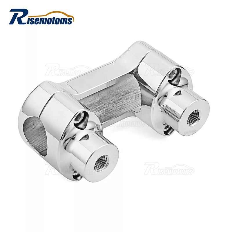 risemotom8 Chrome 2" Riser 1.25'' Handlebar Clamp For Harley Softail