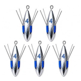 Distance Sea Fishing Grip Weights with Breakout Wires, Long Casting Shore Fishing Sinkers, 5oz - 6oz (4oz - 5pcs)