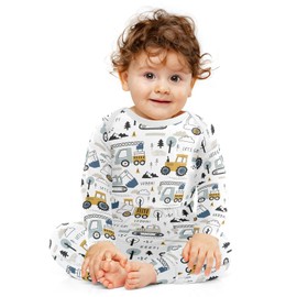 vvfelixl Baby Bodysuits Pants Sets Cars Truck Tractor Cargo Crane Long Sleeve Baby Clothes for Boys Girls 0-24M, Multicolor, 0-3 Months