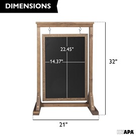 Ilyapa Rustic Double Sided Swinging Chalkboard Sidewalk Sign - Barnwood Magnetic A Frame Alternative Menu Board, Modern Vintage for Restaurants