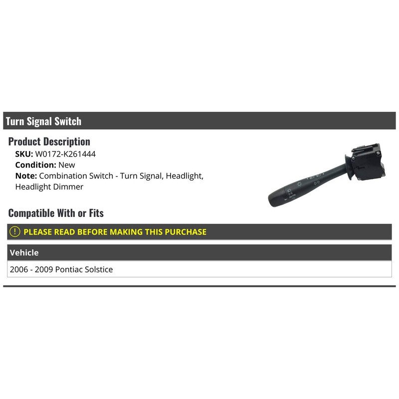 Turn Signal Switch (Headlight and Dimmer) - Compatible with 2006-2009