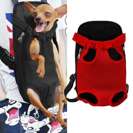 Pet Carrier Backpack, Adjustable Pet Cat Dog Carrier Backpack Travel Bag, Legs Out,Dog Carrier for Hiking Camping Travel, Sling Bag for Small Medium Dog Cat (Red, Large (6.5-9LBS))