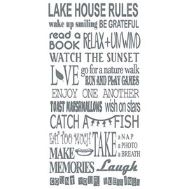 46"x24" Lake House Rules Wake Up Smiling Be Grateful Read A Book Relaz Unwind Watch The Sunset Count Your Blessings Go for A Nature Walk Wish On Stars Eat Too Much Wall Decal Sticker Color Choices